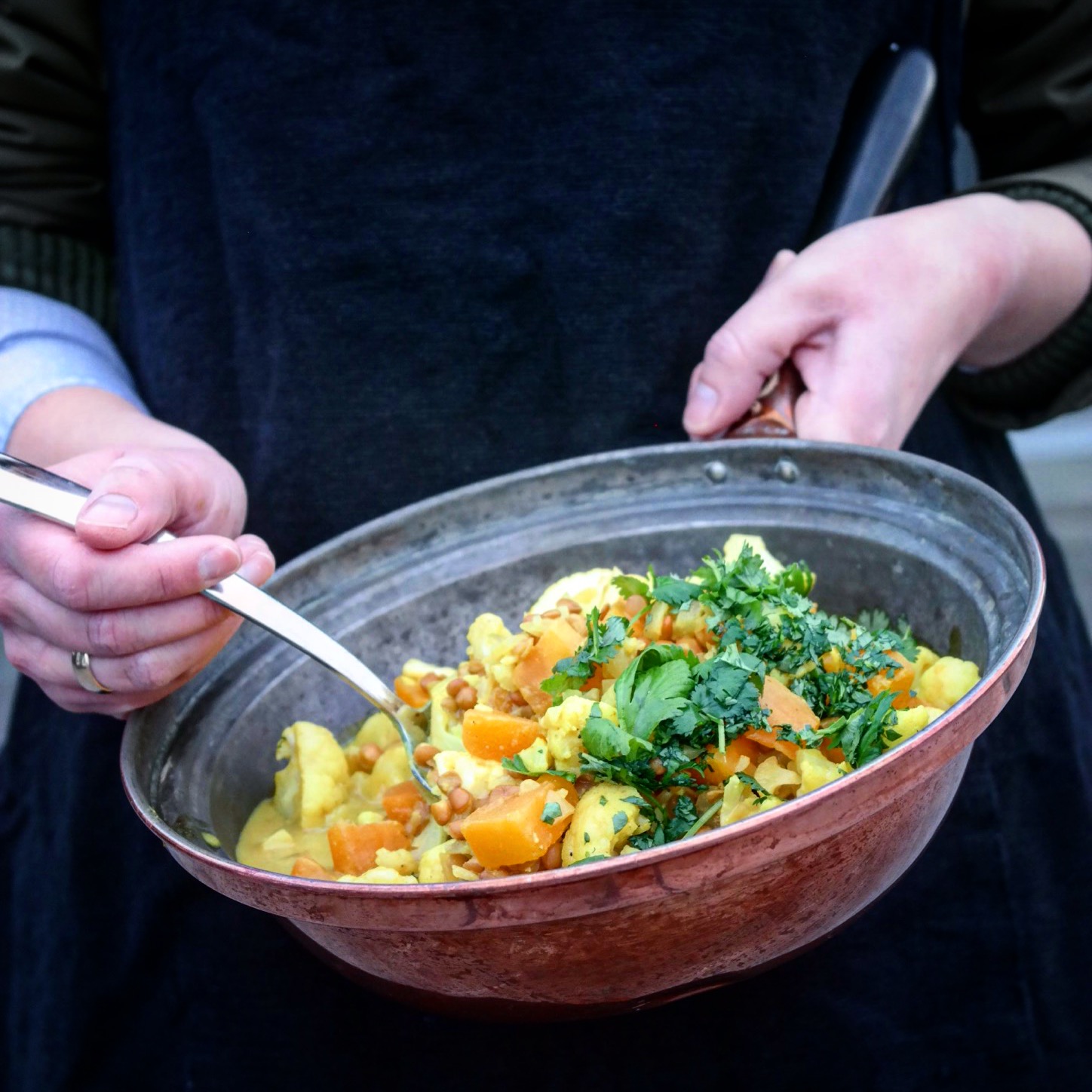 vegetar curry: curry med søtpotet og blomkål